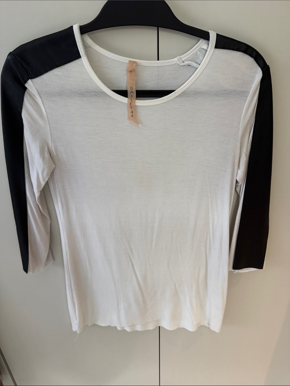 Bailey 44 White Tee with Black Raglan Sleeves